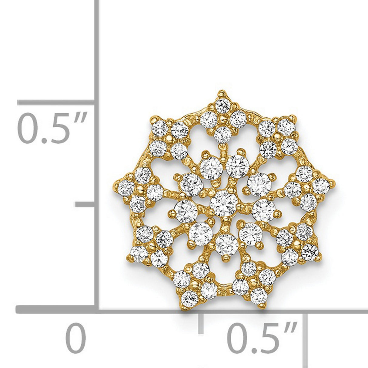 14k Yellow Gold Snowflake Pendant with Cubic Zirconia, Floral Burst, Nature-Inspired Jewelry