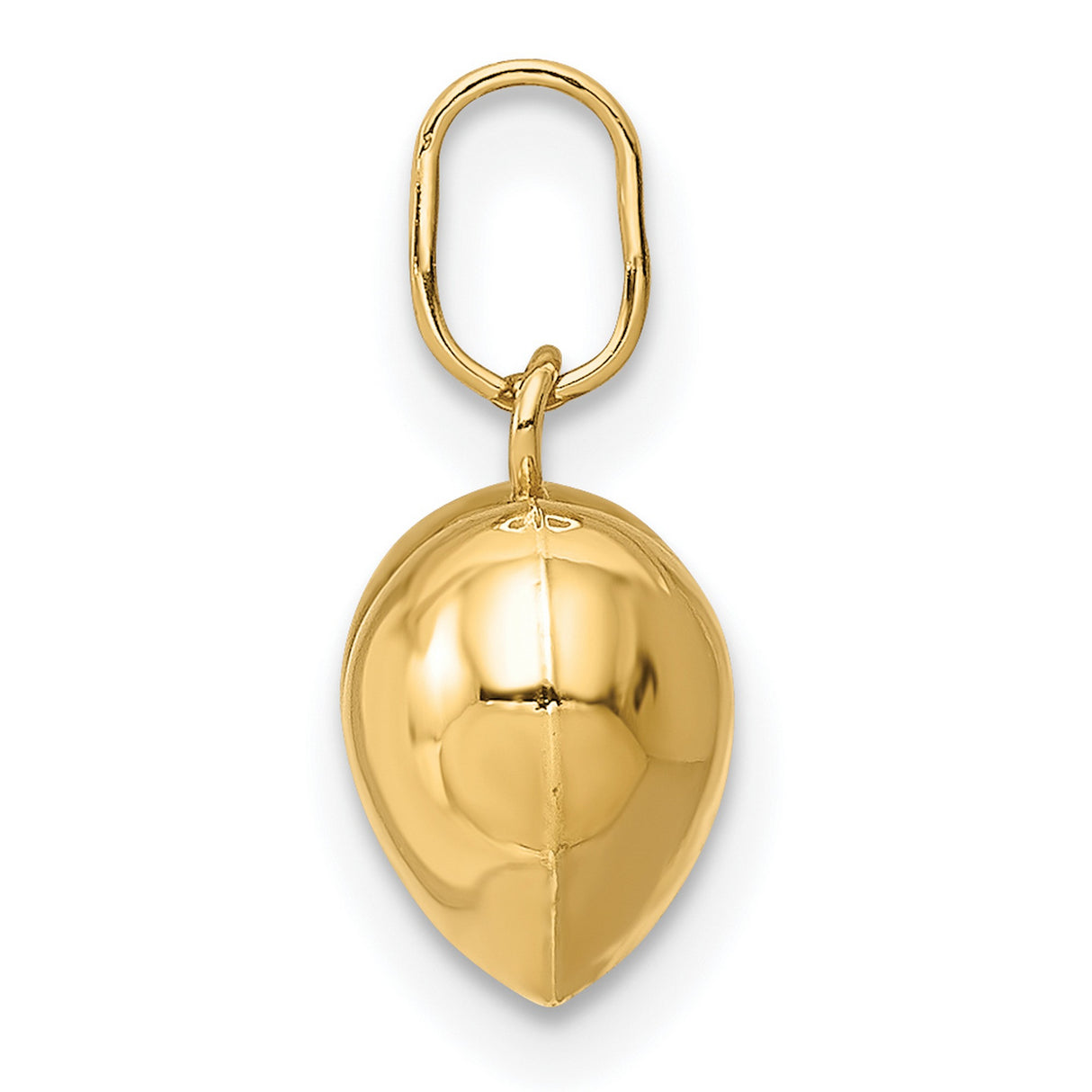 14k Yellow Gold Puffed Heart Charm Pendant, Polished Romantic Symbol for Women