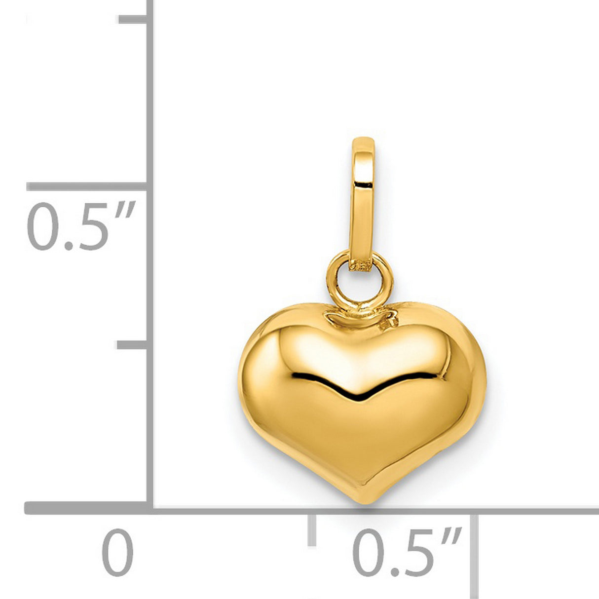 14k Yellow Gold Puffed Heart Charm Pendant, Polished Romantic Symbol for Women