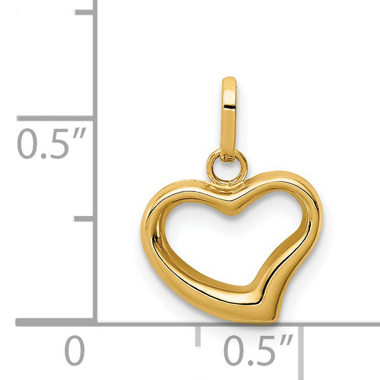 14k Yellow Gold Heart Pendant, Open Cut-Out Design, High Polish Finish for Women