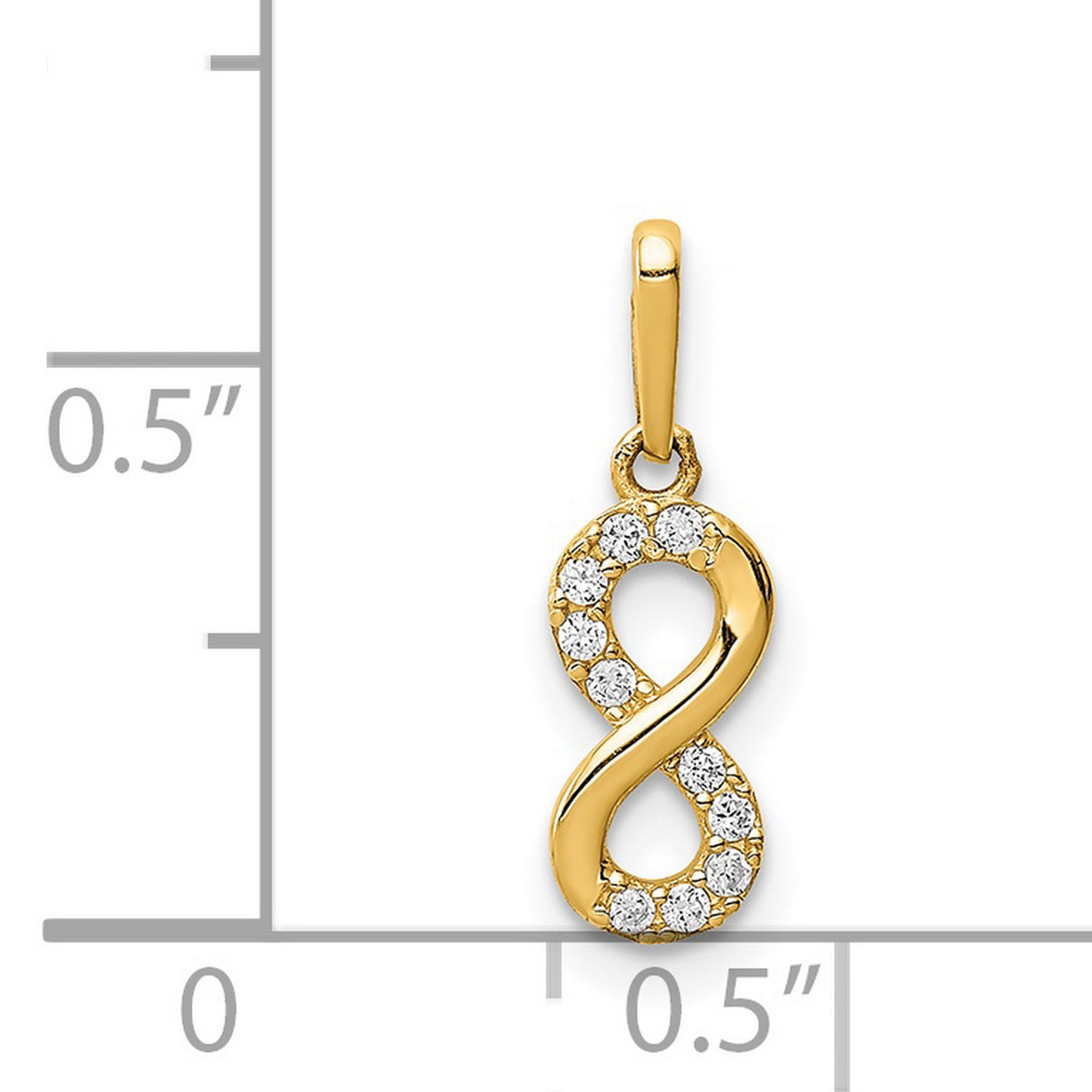 14k Yellow Gold Infinity Pendant with Cubic Zirconia Accents, Symbol of Eternal Love