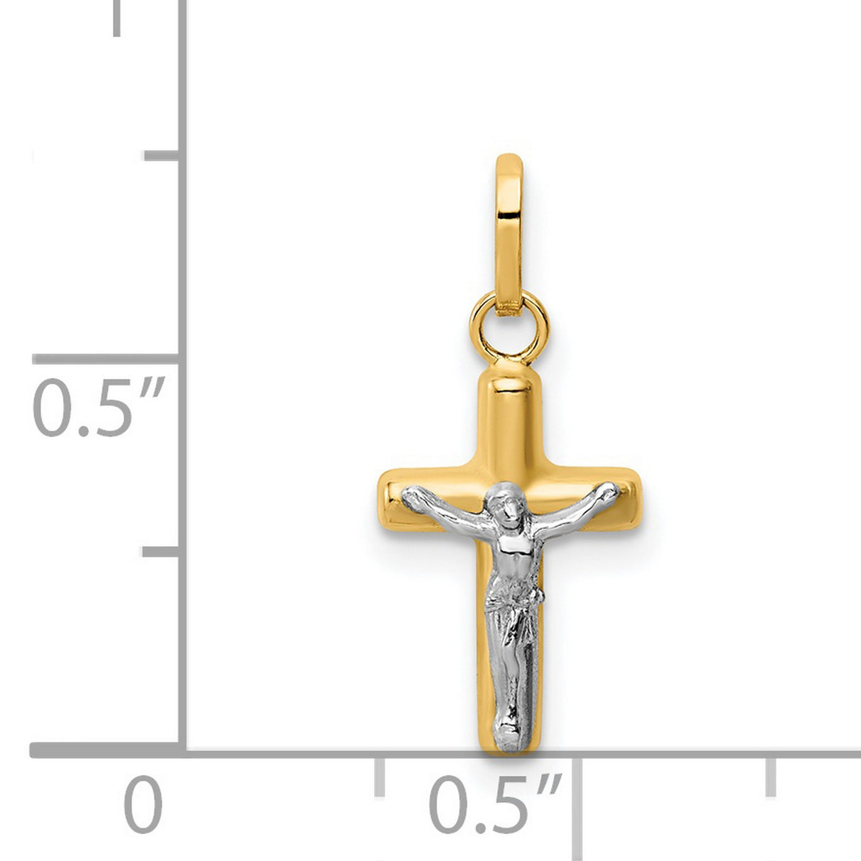 14k Multi-Tone Gold Crucifix Pendant, Jesus on Cross Religious Christian Charm