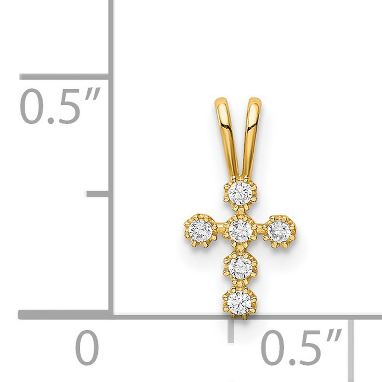 14k Yellow Gold Cross Pendant with Diamond Floral Prong Setting, Christian Religious Charm for Women