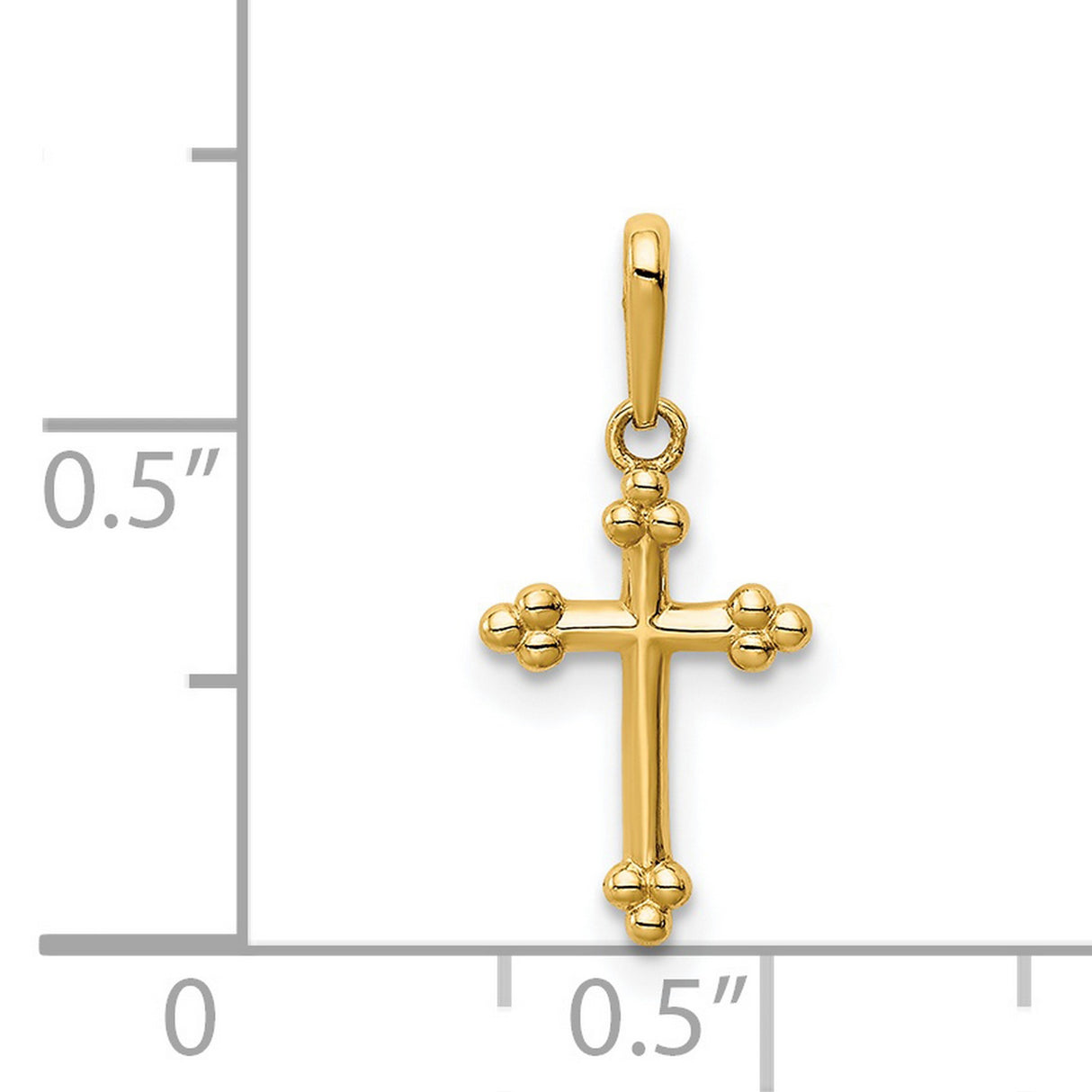 14k Yellow Gold Trinity Cross Pendant, Budded Design, Christian Catholic Religious Jewelry