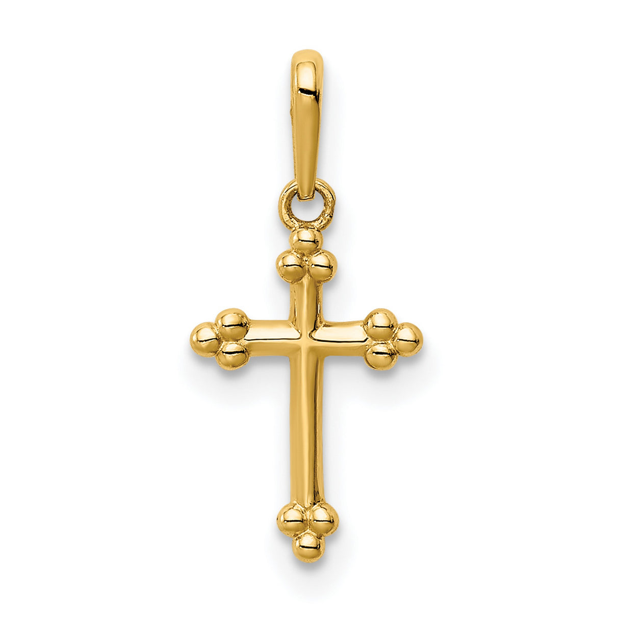 14k Yellow Gold Trinity Cross Pendant, Budded Design, Christian Catholic Religious Jewelry
