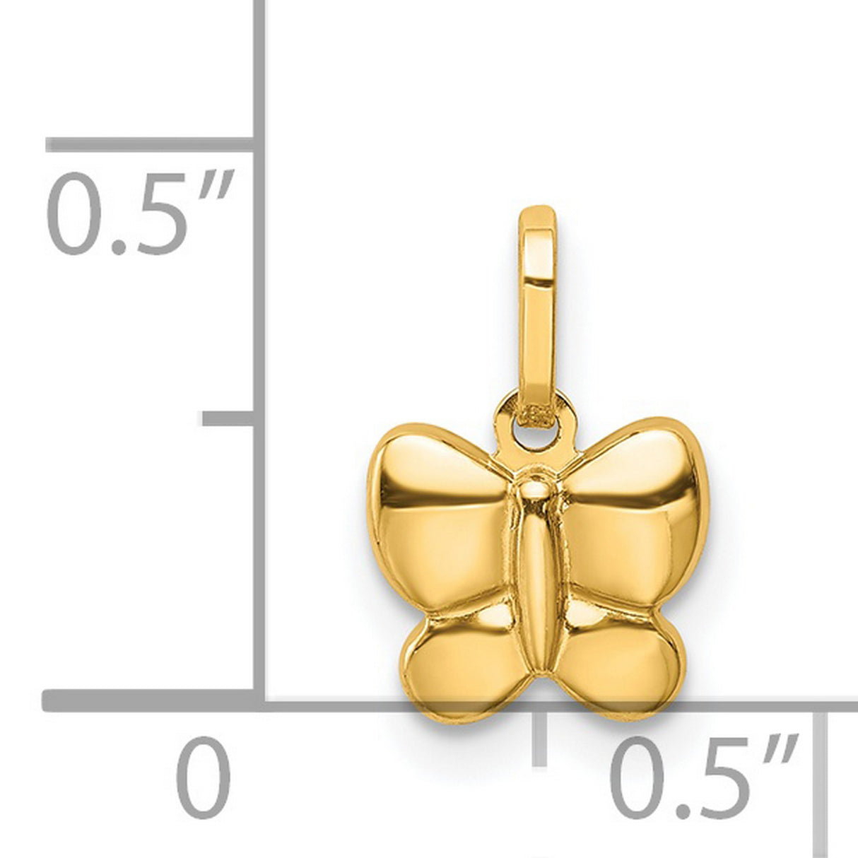 14k Yellow Gold Butterfly Pendant, Polished Minimalist Charm Symbolizing Transformation and Freedom