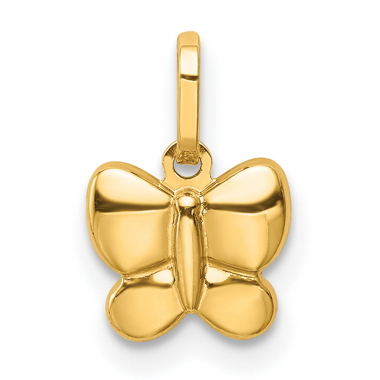 14k Yellow Gold Butterfly Pendant, Polished Minimalist Charm Symbolizing Transformation and Freedom