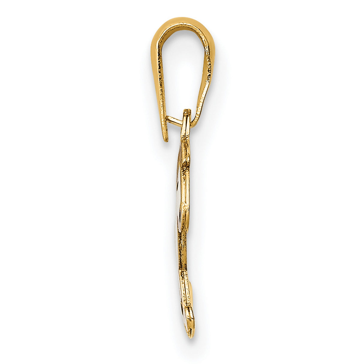 14k Yellow Gold Rocking Horse Pendant with White Enamel, Baby Girl Charm Keepsake