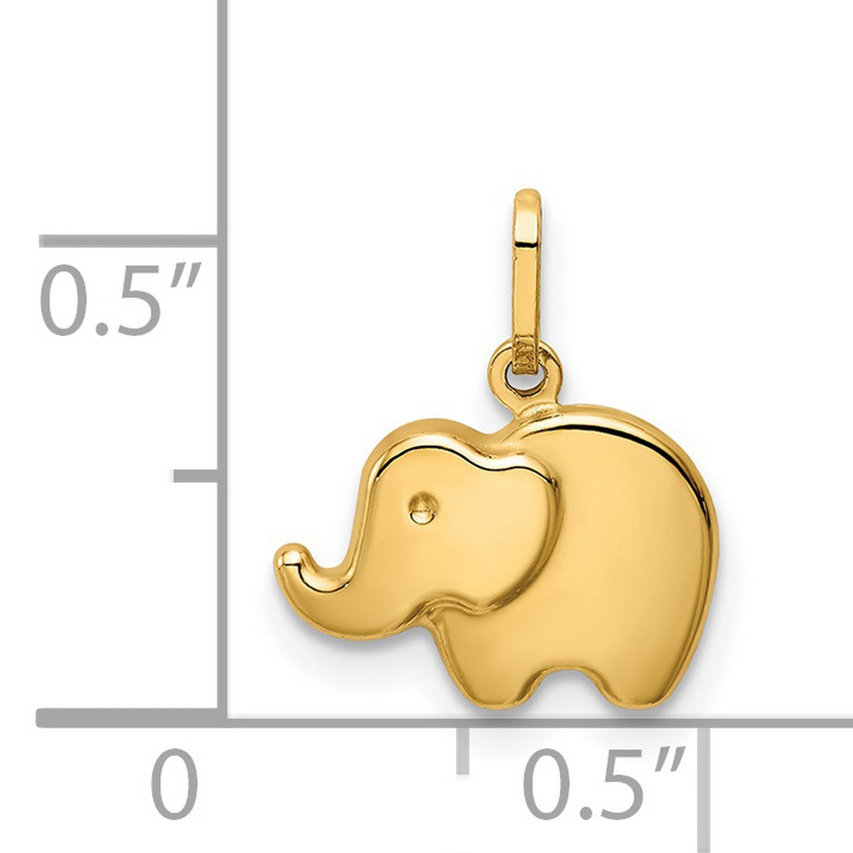 14k Yellow Gold Elephant Pendant, Symbol of Strength, Wisdom, and Good Luck