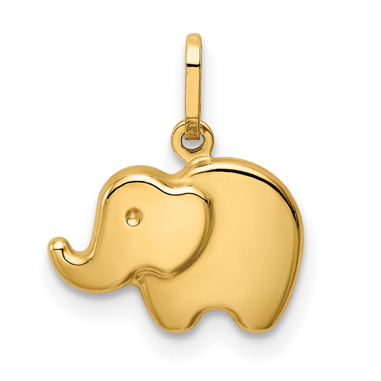 14k Yellow Gold Elephant Pendant, Symbol of Strength, Wisdom, and Good Luck