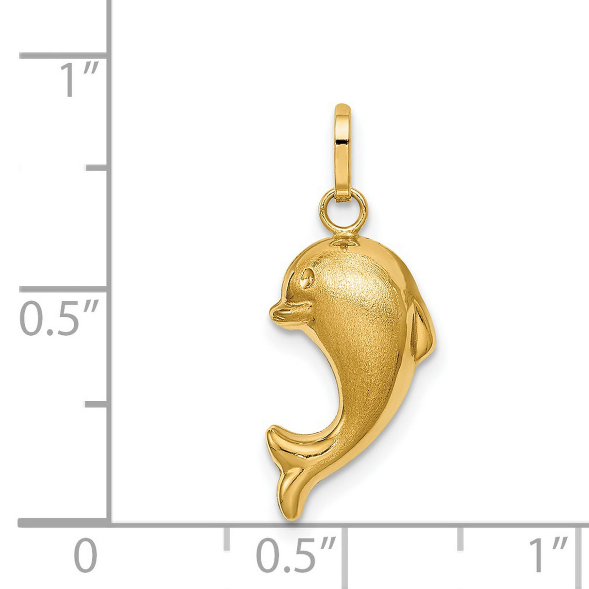 14k Yellow Gold Dolphin Pendant, Satin Finish Ocean Theme Charm for Women or Unisex