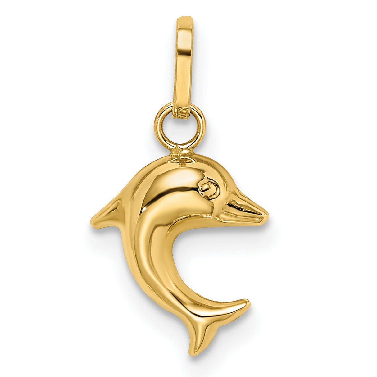 14k Yellow Gold Dolphin Pendant with Blue and White Enamel, Nautical Ocean Theme Charm