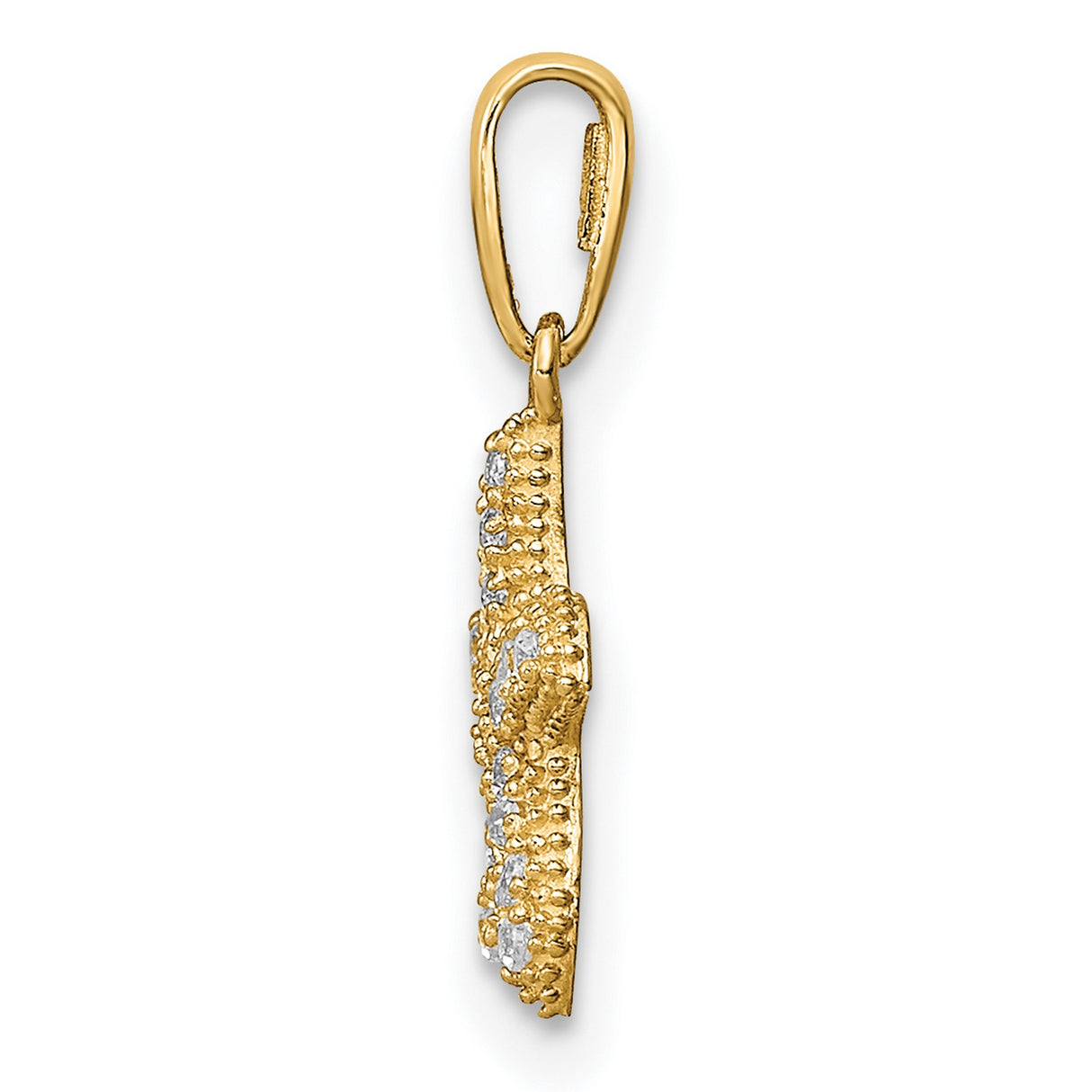 14k Yellow Gold Starfish Pendant with Sparkling White Stones, Ocean Inspired Coastal Jewelry
