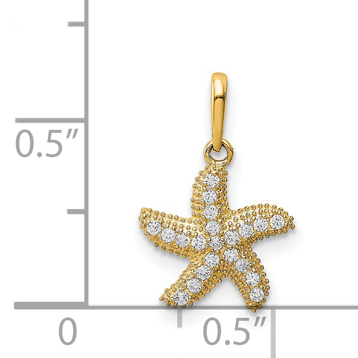14k Yellow Gold Starfish Pendant with Sparkling White Stones, Ocean Inspired Coastal Jewelry