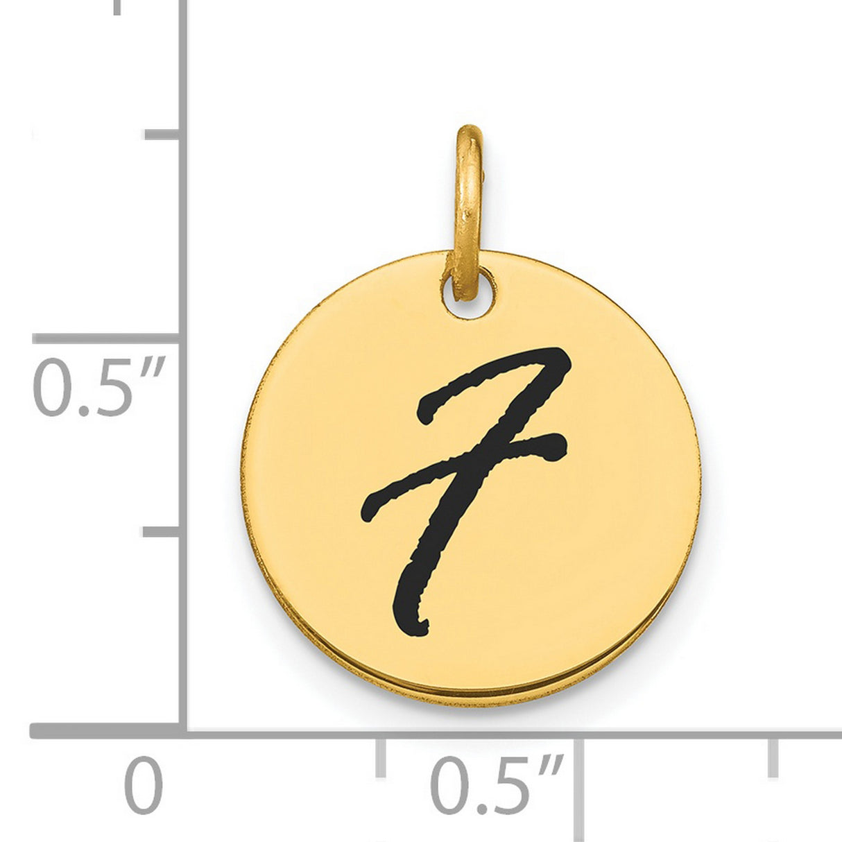 14k Yellow Gold Pendant Charm with Black Enamel Number 7, Unisex Spiritual Jewelry