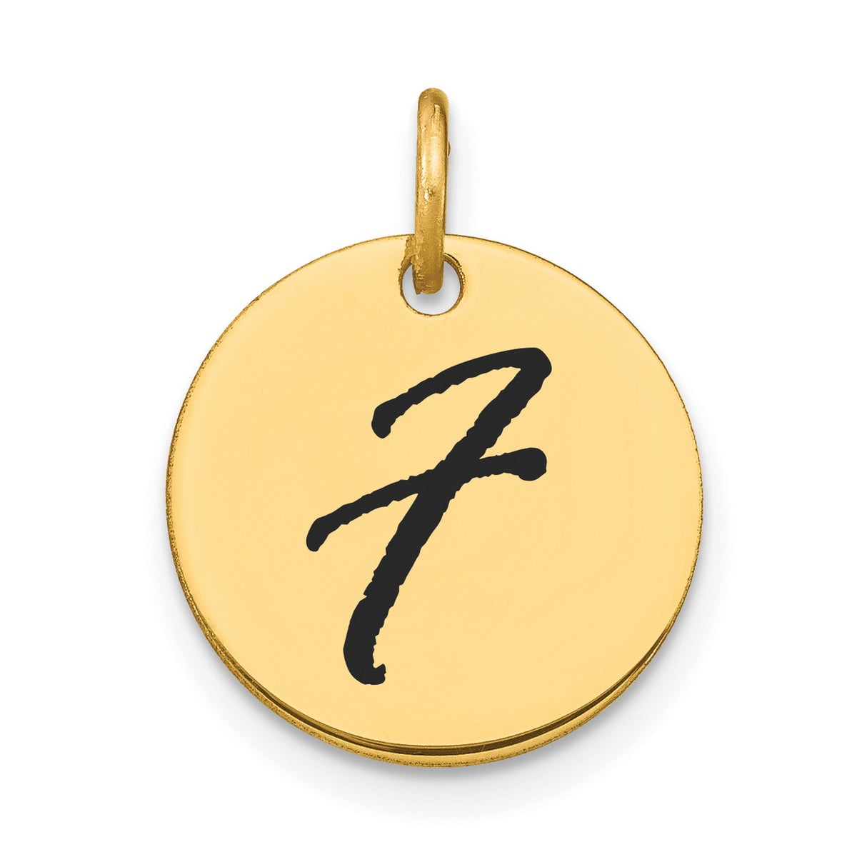 14k Yellow Gold Pendant Charm with Black Enamel Number 7, Unisex Spiritual Jewelry