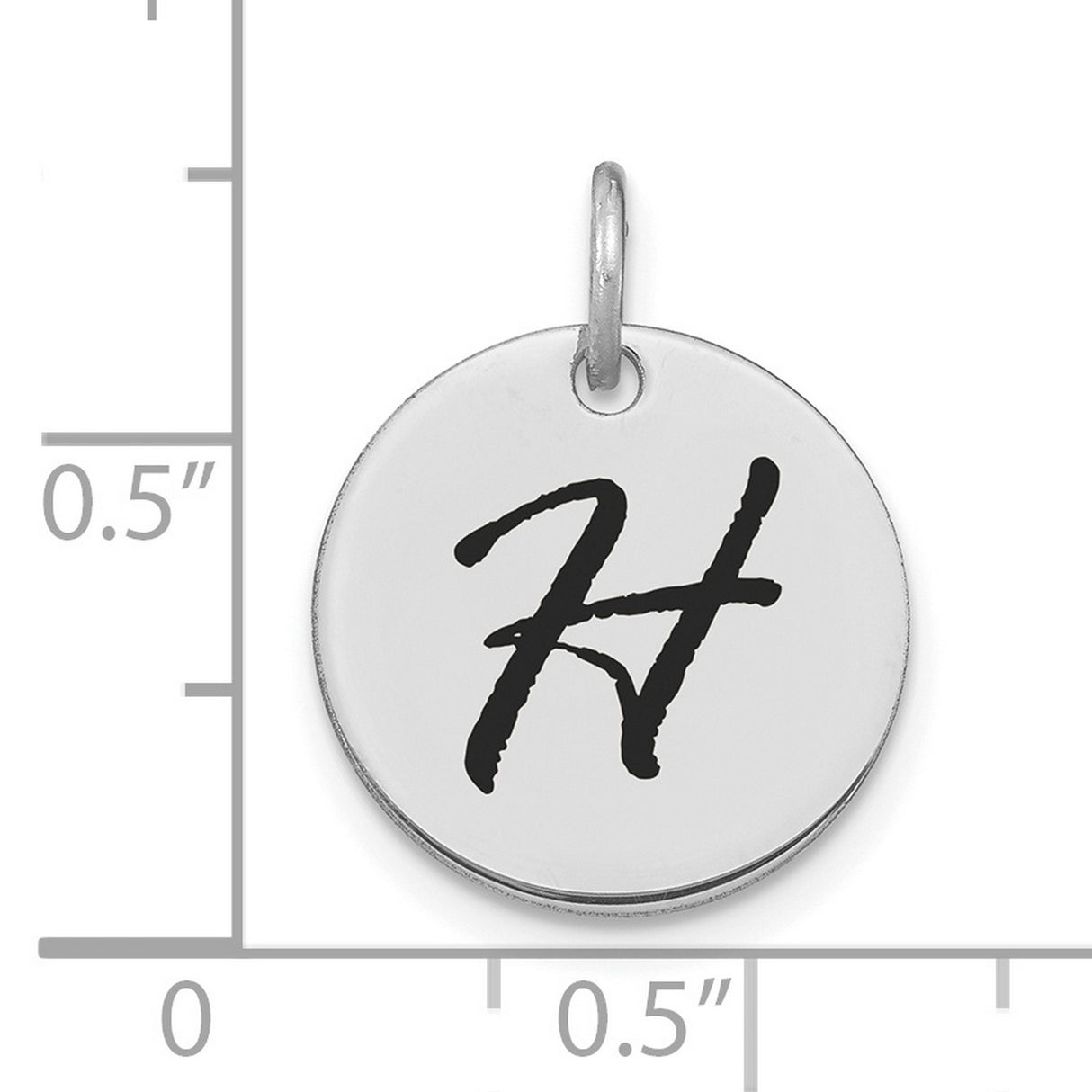 14k White Gold Initial Pendant, Bold Script Letter H Monogram Charm