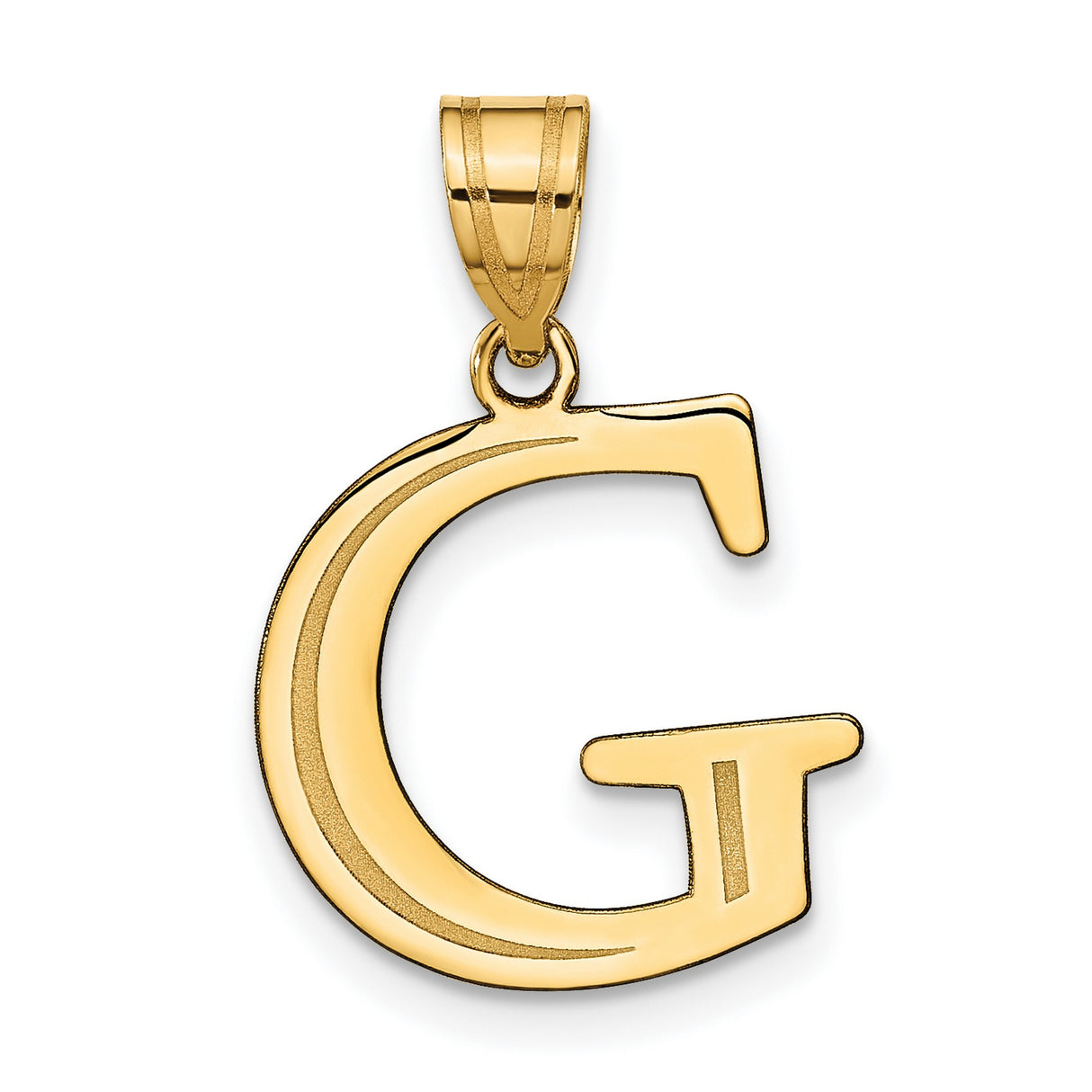 14k Yellow Gold Pendant, Letter G Serif Initial Charm, Polished Finish, Unisex Design