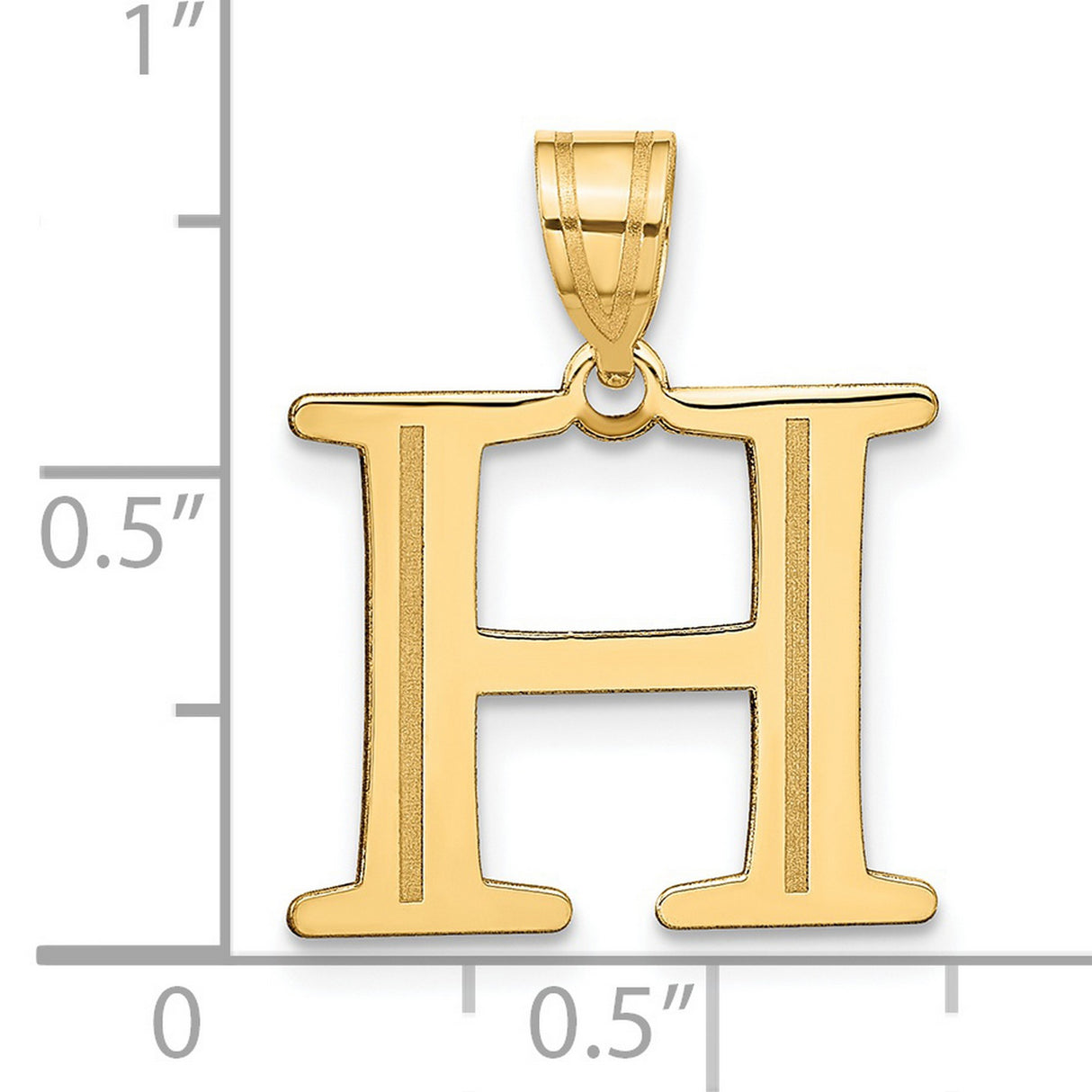 14k Yellow Gold Initial H Pendant, Polished Block Letter Charm for Women or Unisex Wear