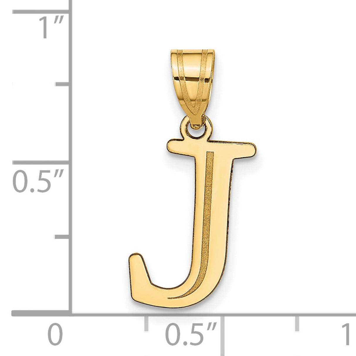 14k Yellow Gold Initial J Pendant Charm, Polished Letter Monogram Jewelry for Women or Unisex