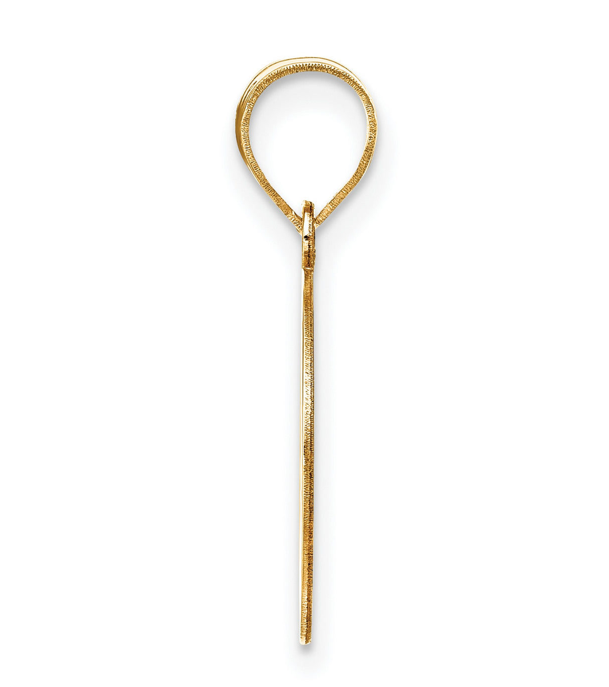 14k Yellow Gold Letter O Pendant, Polished and Textured Openwork Initial Charm for Women