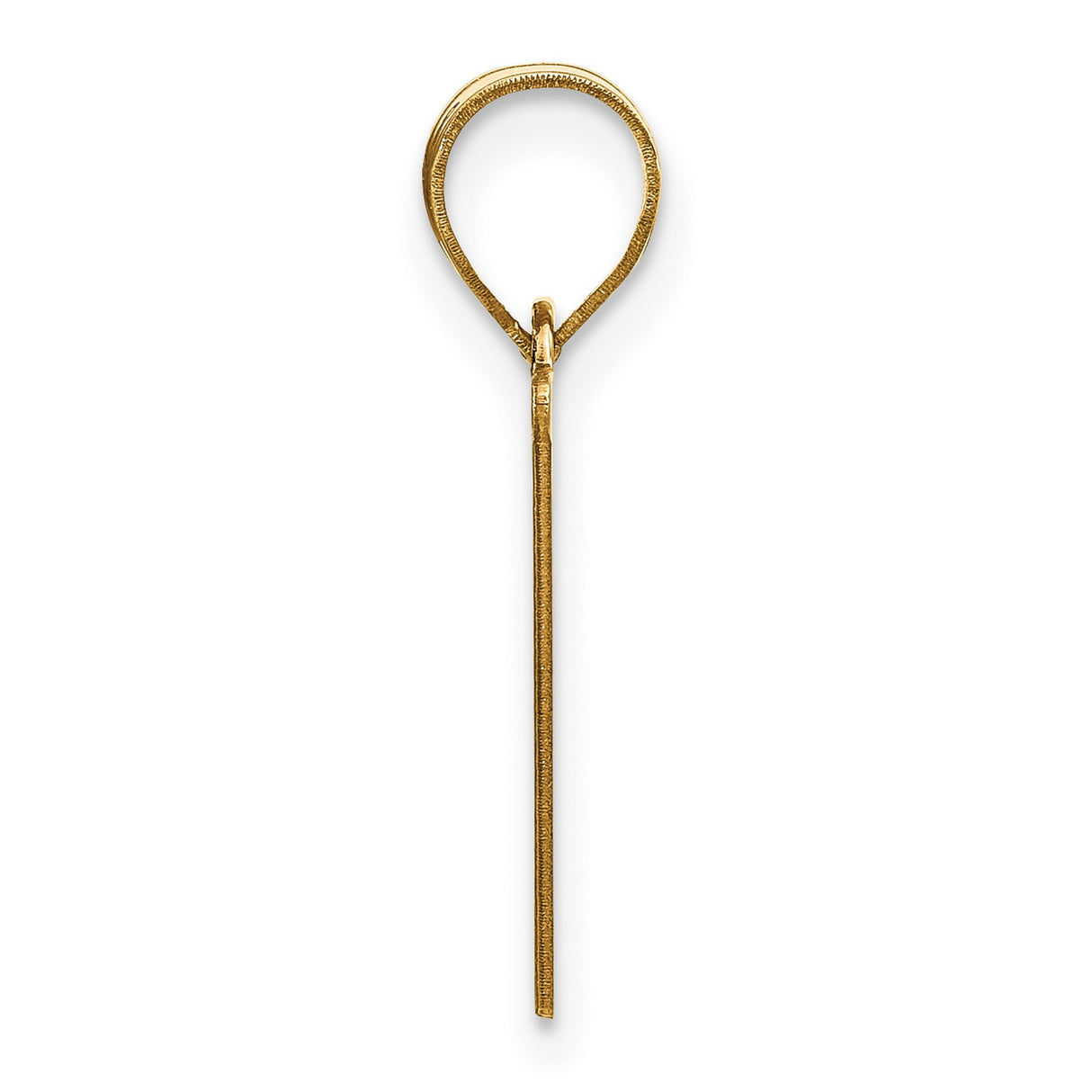 14k Yellow Gold Pendant, Polished Capital Letter V Charm, Modern Initial Design