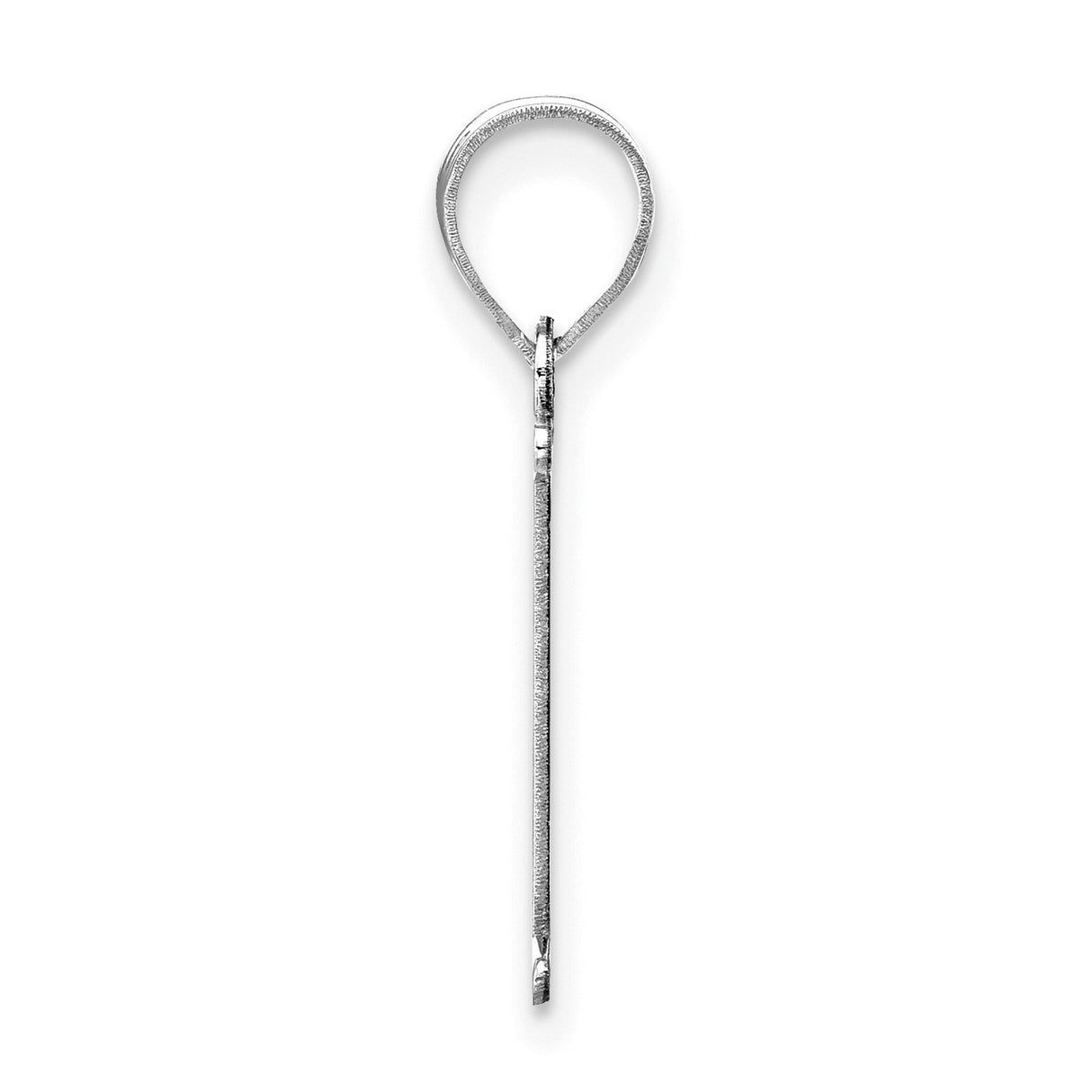 14k White Gold Initial I Pendant, Polished Letter Charm with Textured Stripe