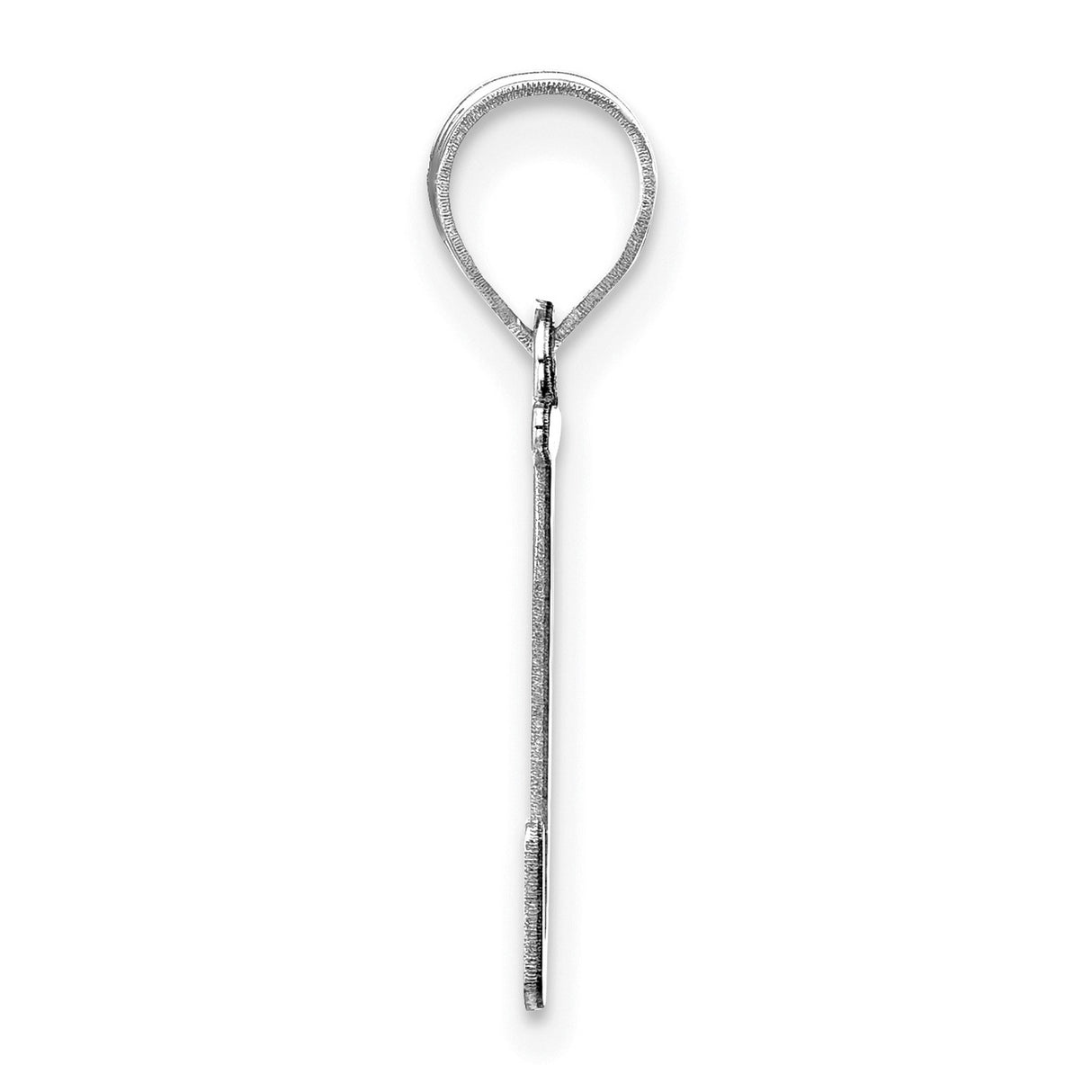 14k White Gold J Initial Pendant Charm with Polished Finish and Textured Detail