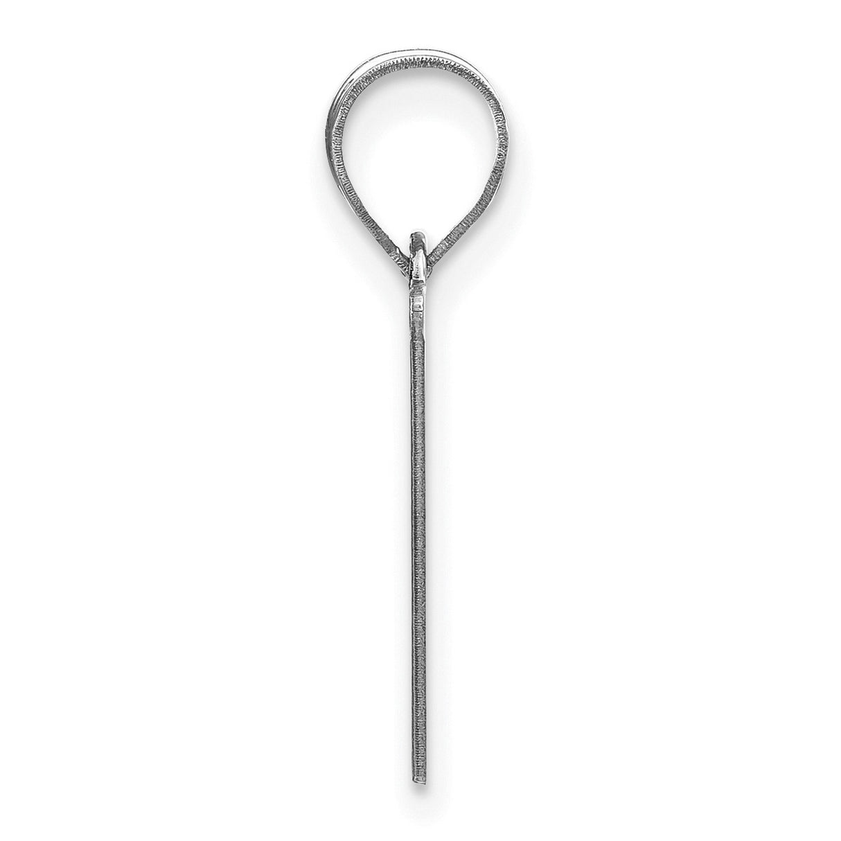 14k White Gold Letter V Pendant, Polished Alphabet Charm with Groove Accent