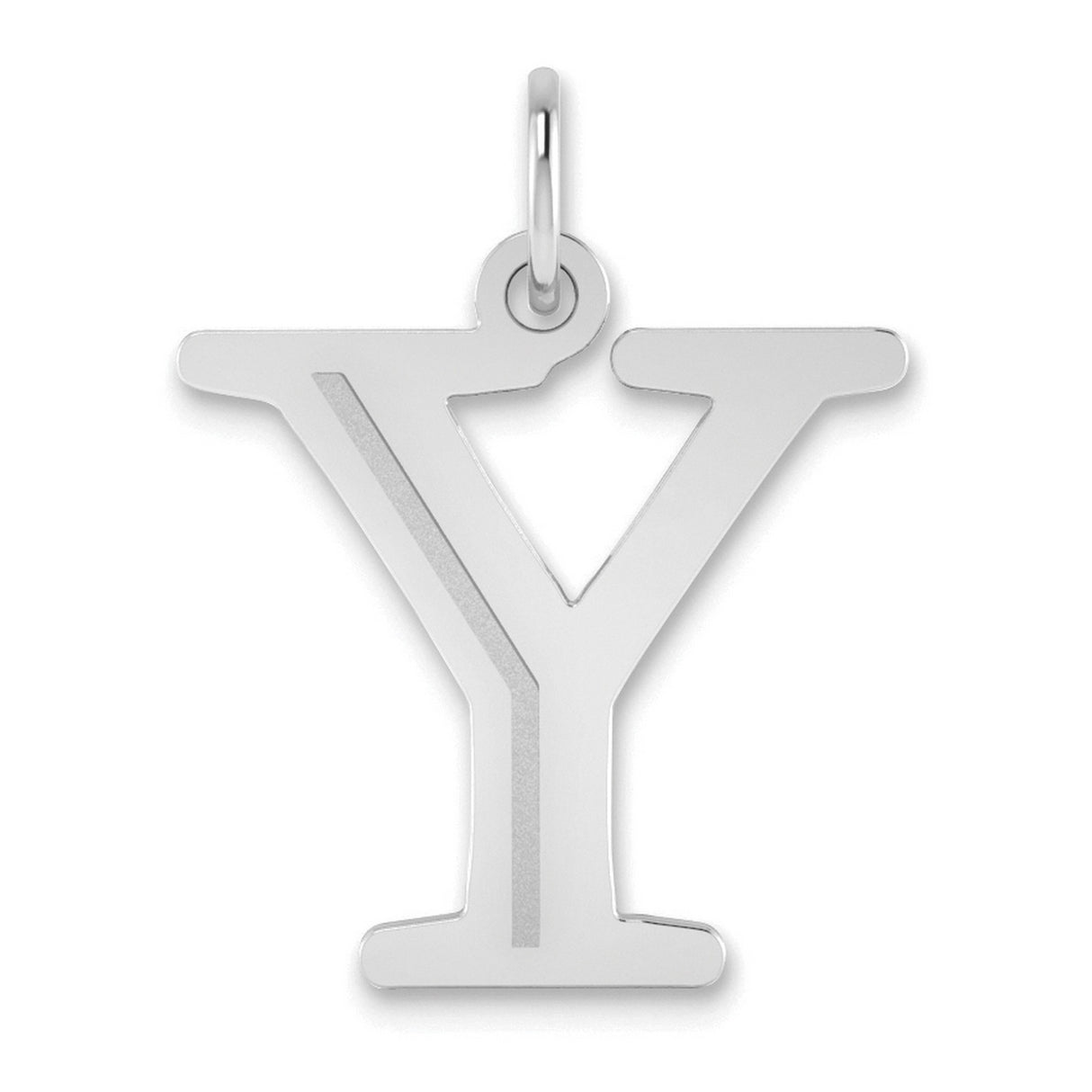 14k White Gold Letter Y Pendant Charm, Minimalist Monogram Alphabet Jewelry for Women or Unisex