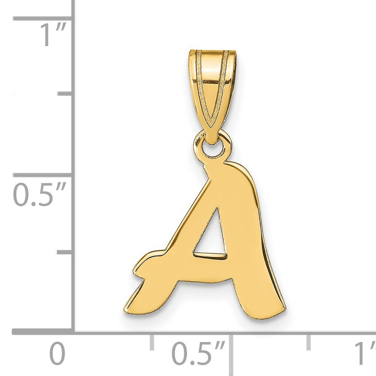 14k Yellow Gold Script Letter A Pendant, Polished Initial Charm, Unisex Modern Design