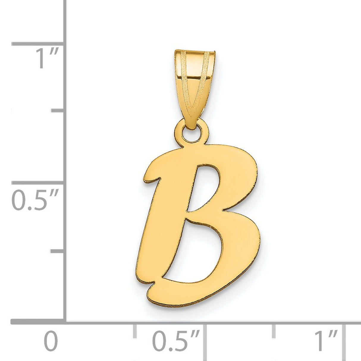 14k Yellow Gold Initial Pendant, Script Letter B Charm, Monogram Jewelry for Women or Unisex Wear