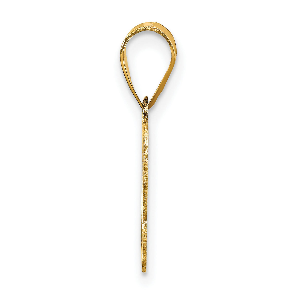 14k Yellow Gold Initial C Pendant, Script Letter Charm, Polished Alphabet Design for Women