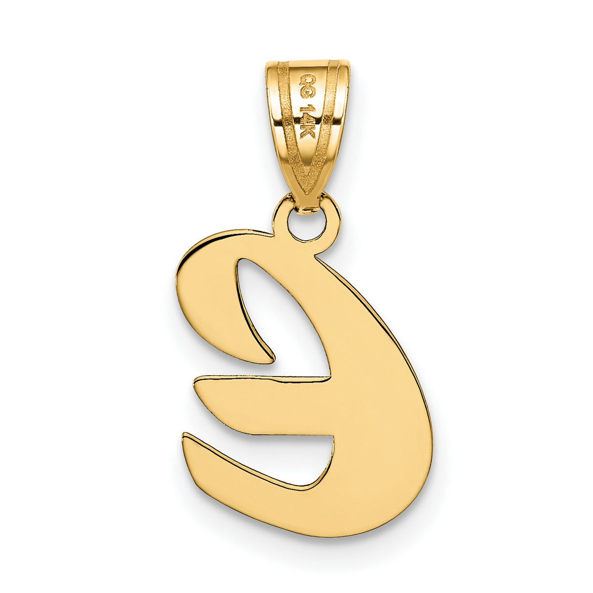 14k Yellow Gold Letter E Pendant Charm, Polished Script Initial, Dainty Alphabet Jewelry for Women