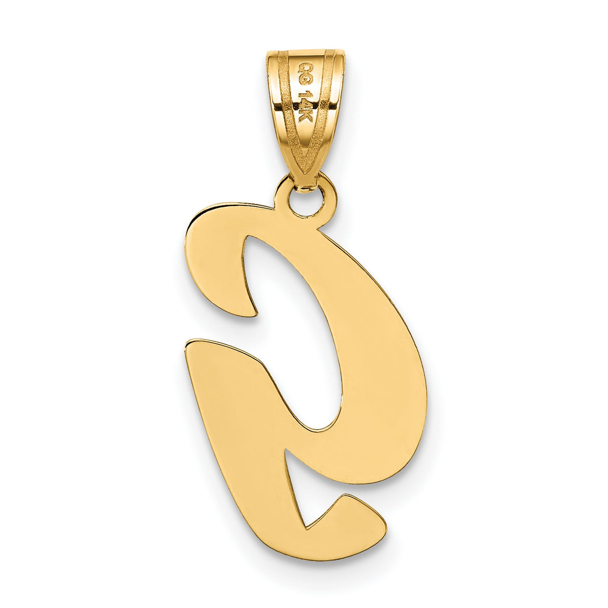 14k Yellow Gold Script Letter G Pendant, Polished Initial Charm, Dainty Monogram Jewelry