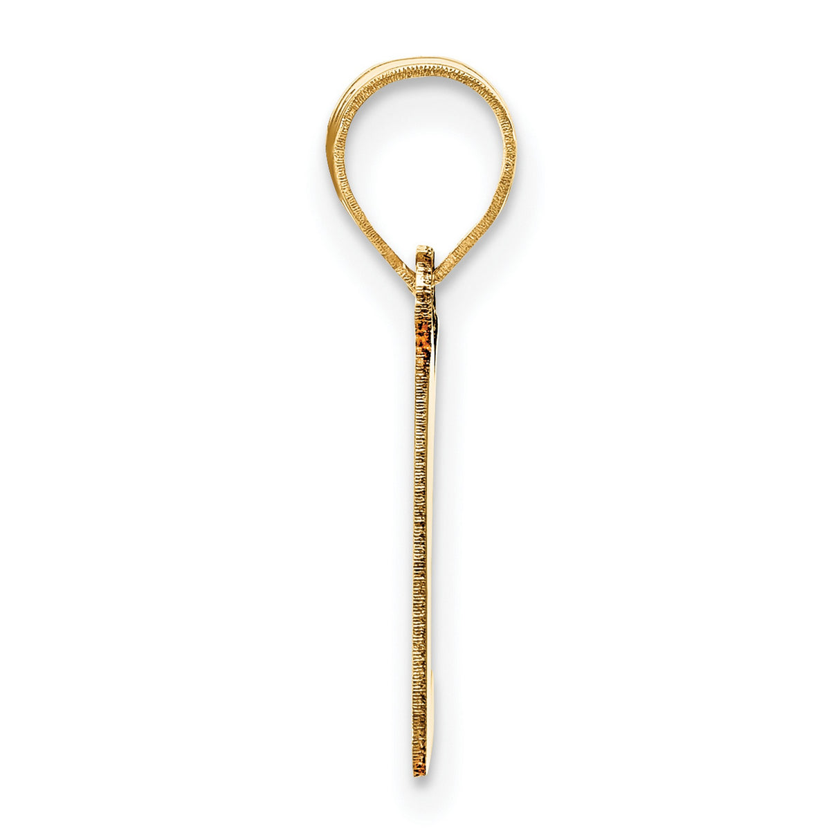 Polished Script Letter L Initial Charm Pendant in Real 14k Yellow Gold