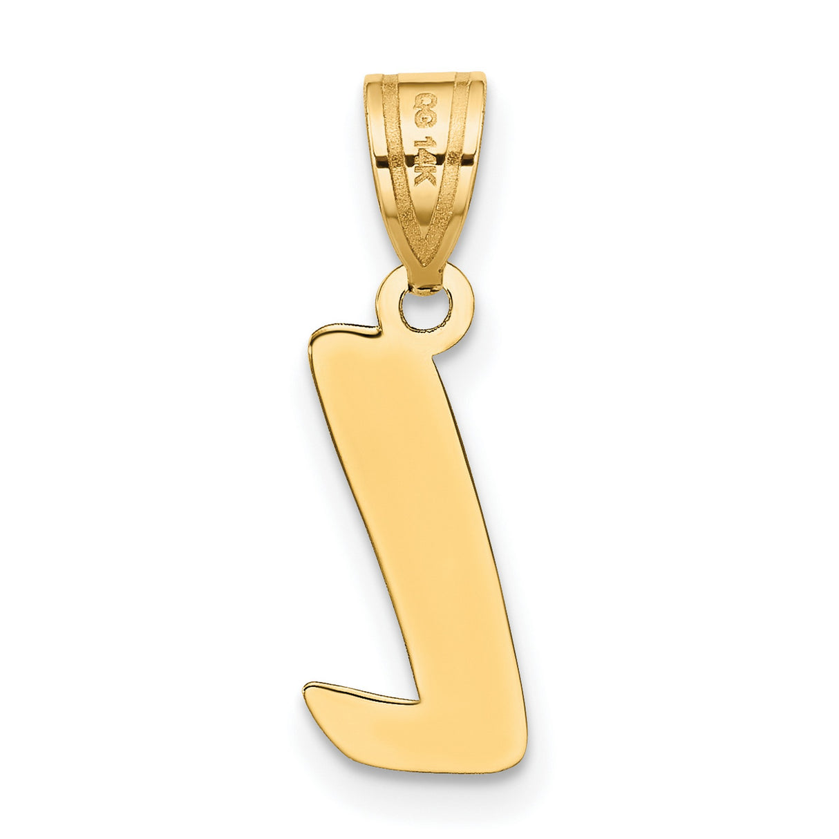 Polished Script Letter L Initial Charm Pendant in Real 14k Yellow Gold