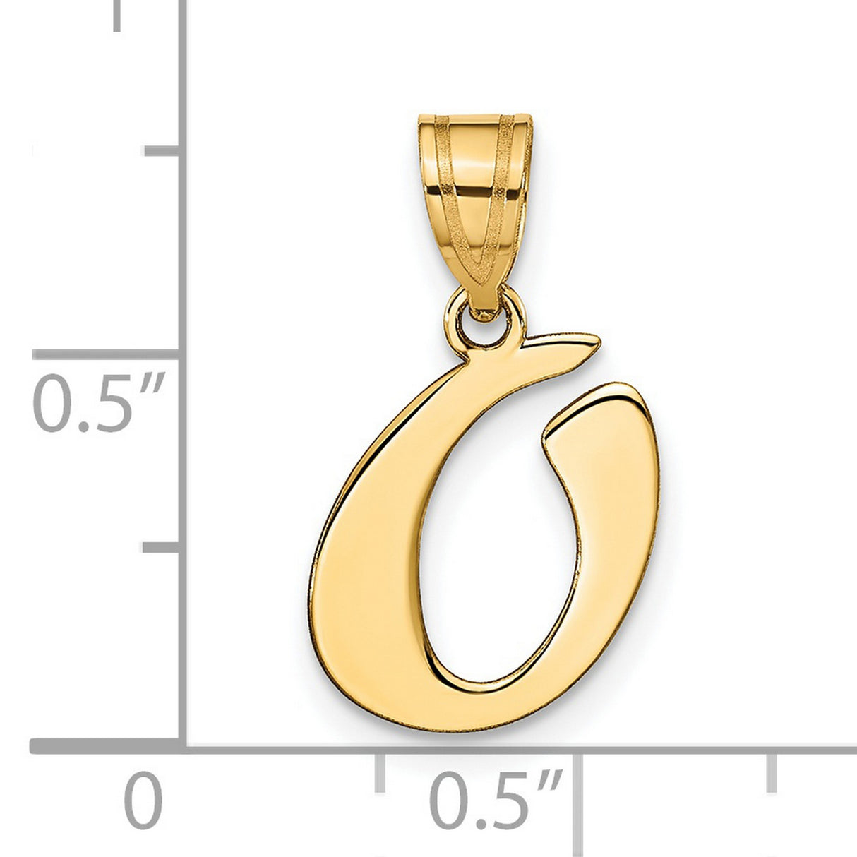 14k Yellow Gold Initial Pendant, Letter C Script Charm, Unisex Alphabet Jewelry