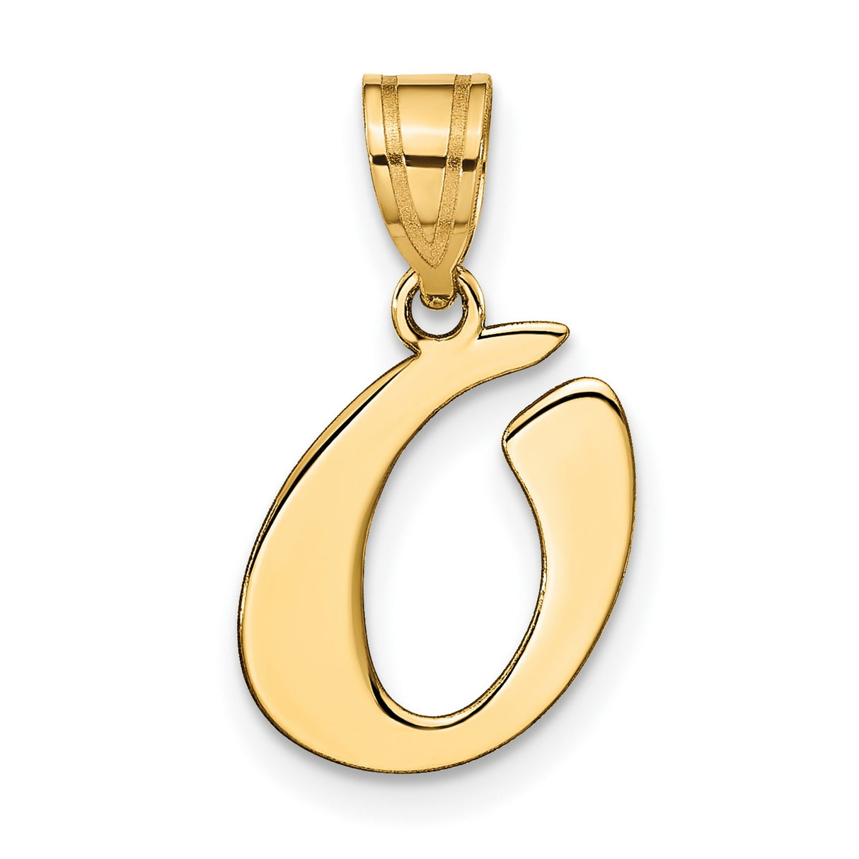 14k Yellow Gold Initial Pendant, Letter C Script Charm, Unisex Alphabet Jewelry