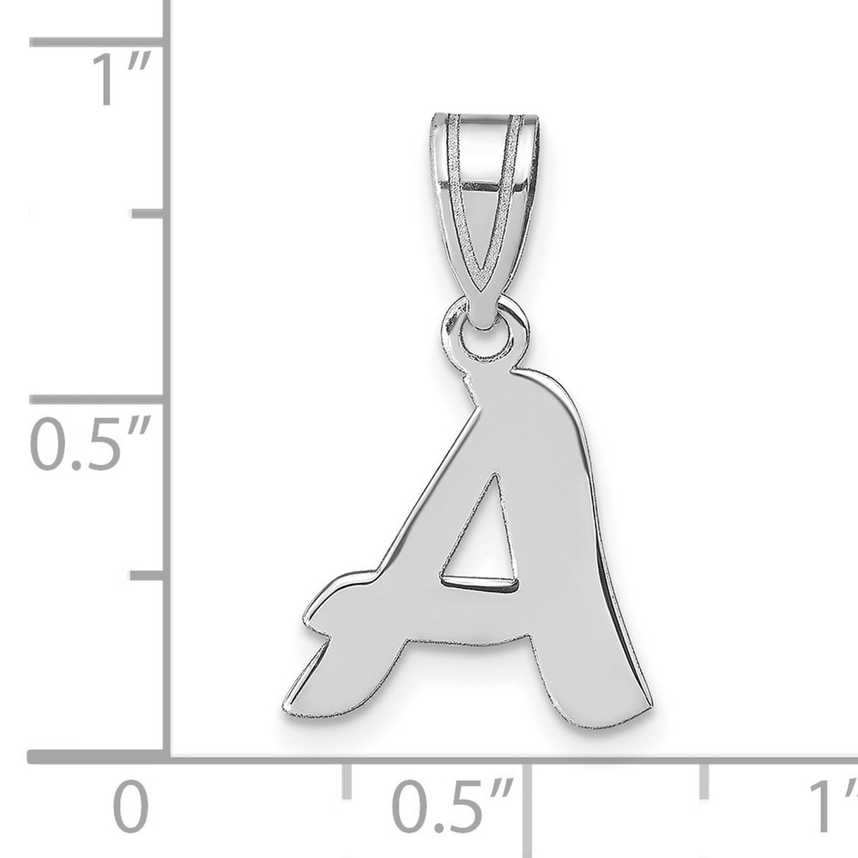 14k White Gold Initial A Pendant Charm, Polished Block Letter Script, Unisex Jewelry