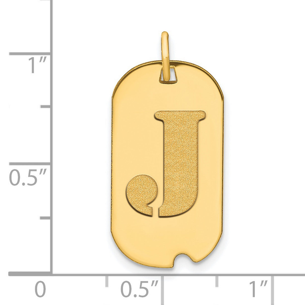 14k Yellow Gold Pendant, Dog Tag Style with Cutout Block Letter J Initial Charm