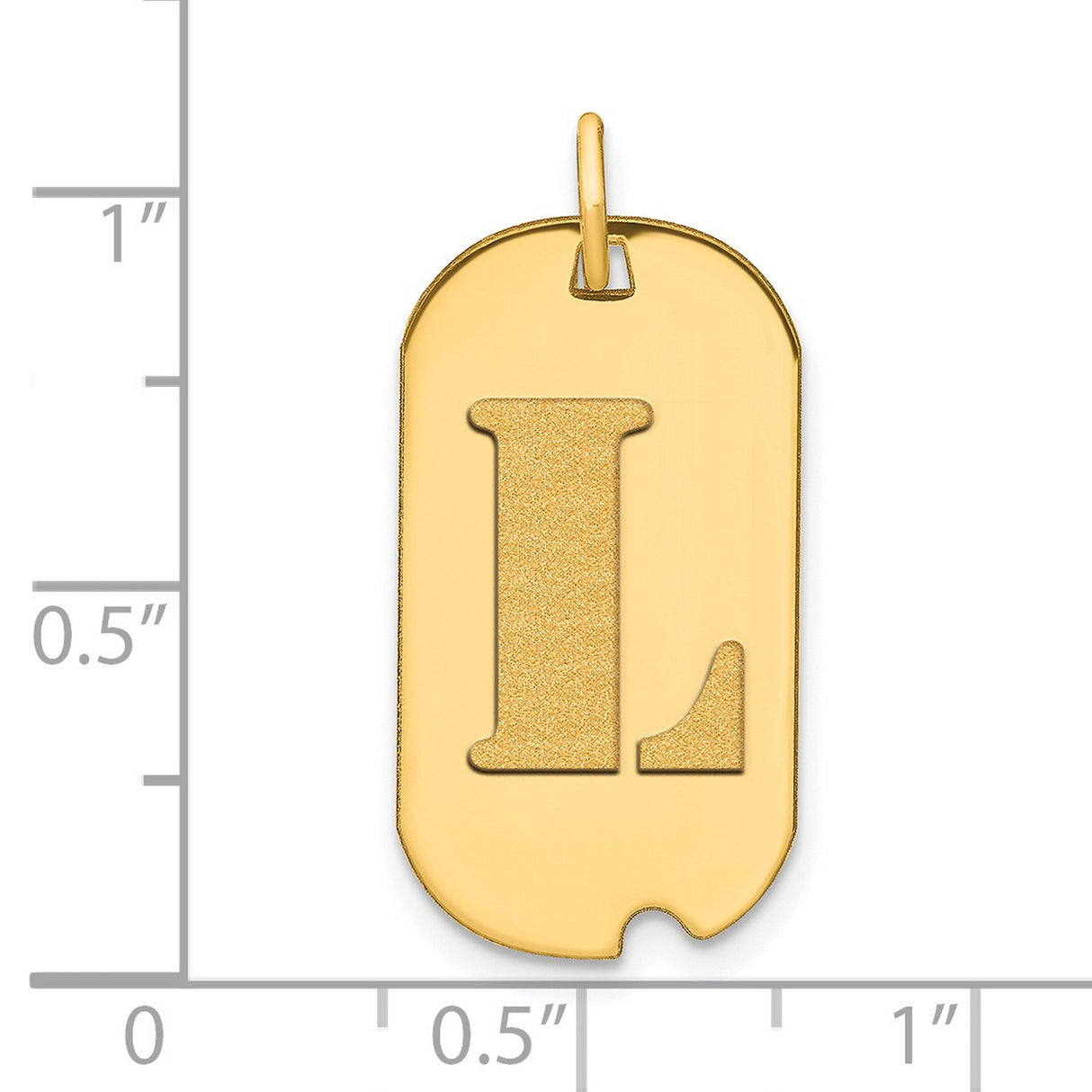 14k Yellow Gold Initial Pendant with Cutout Letter L, Dog Tag Style Charm