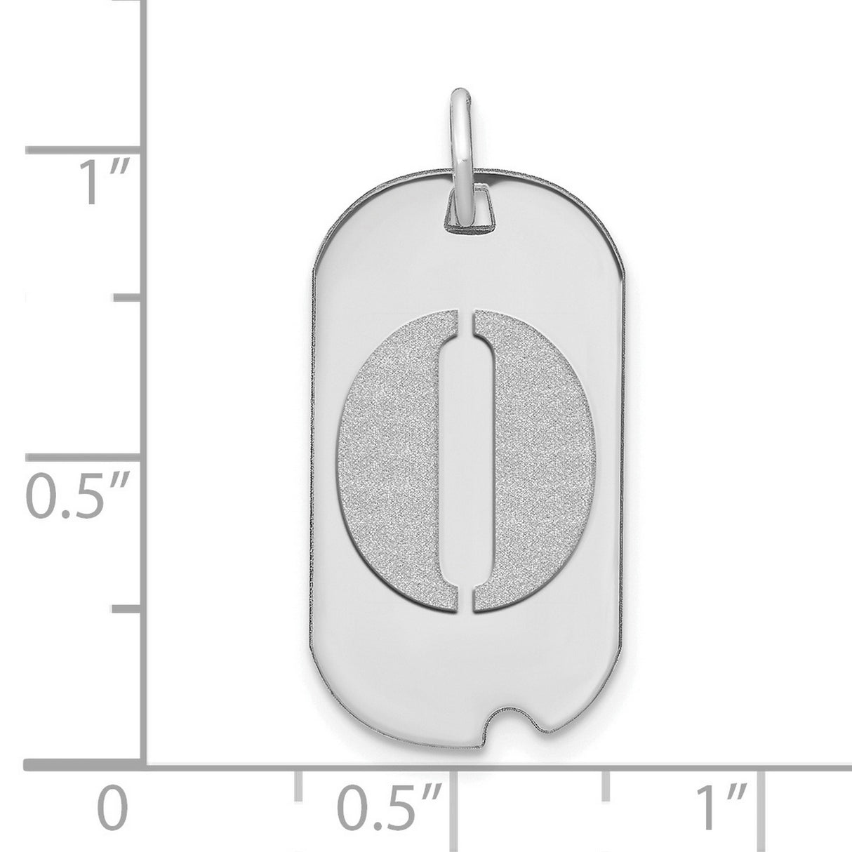 14k White Gold Dog Tag Pendant with Polished and Satin Finish, Unisex Cutout Design