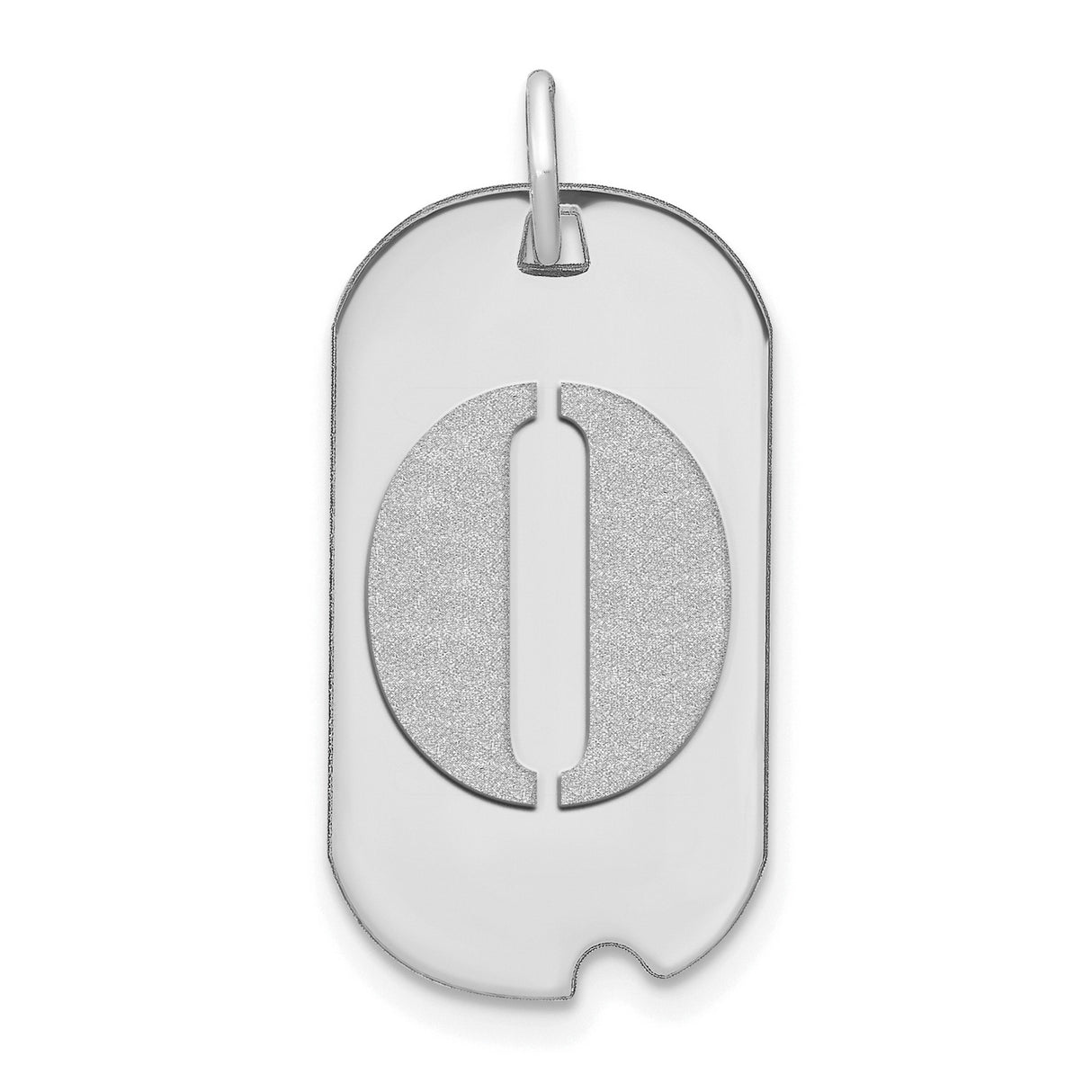 14k White Gold Dog Tag Pendant with Polished and Satin Finish, Unisex Cutout Design