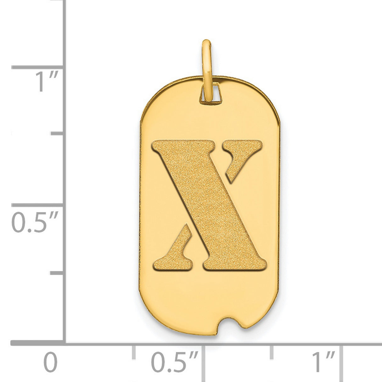 Polished Letter X Initial Dog Tag Charm Pendant in Real 14k Yellow Gold