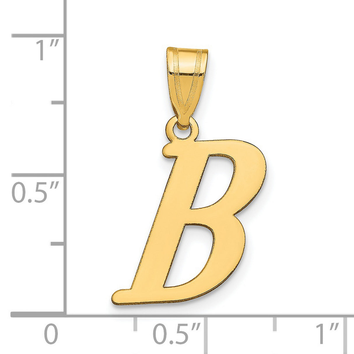 14k Yellow Gold Letter B Pendant, Block Style Initial Charm for Women or Unisex Wear