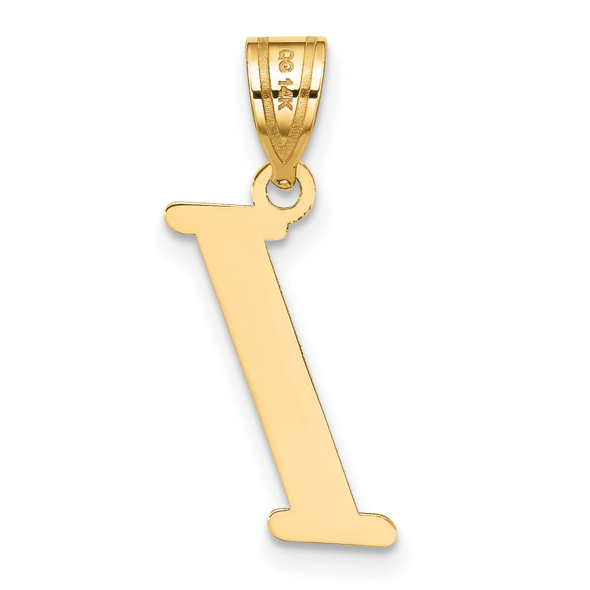 14k Yellow Gold Initial I Pendant, Block Letter Charm, Minimalist Monogram Jewelry