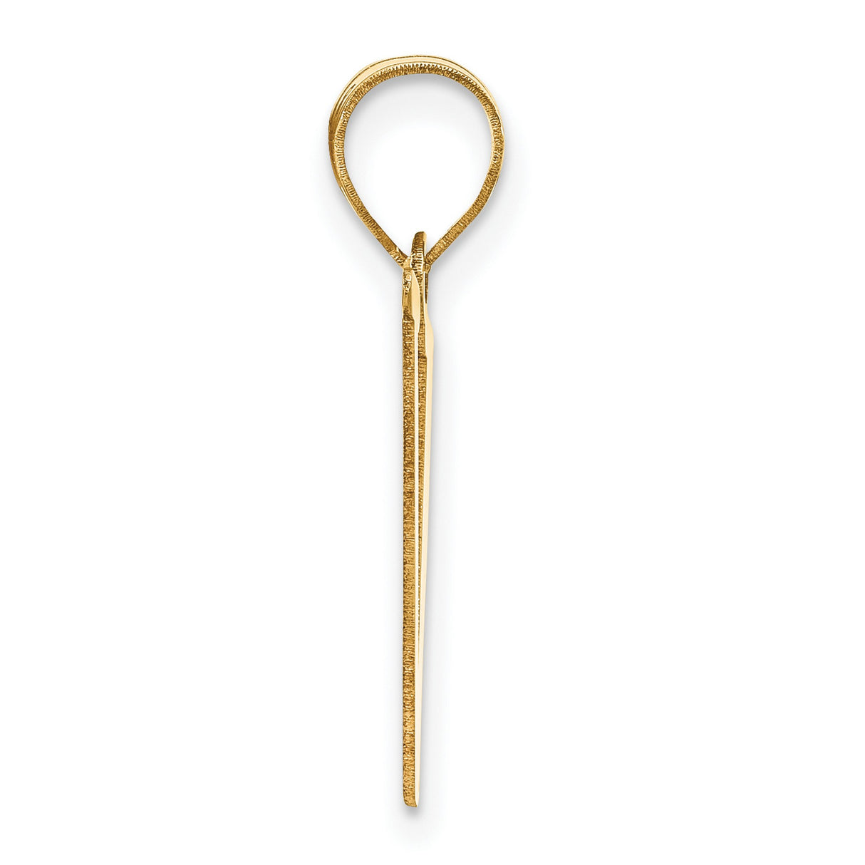 14k Yellow Gold Initial V Pendant, Polished Block Letter Charm for Women and Unisex