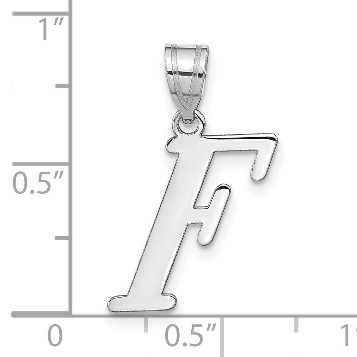 14k White Gold Script Letter F Pendant, Dainty Initial Charm for Women or Unisex Wear