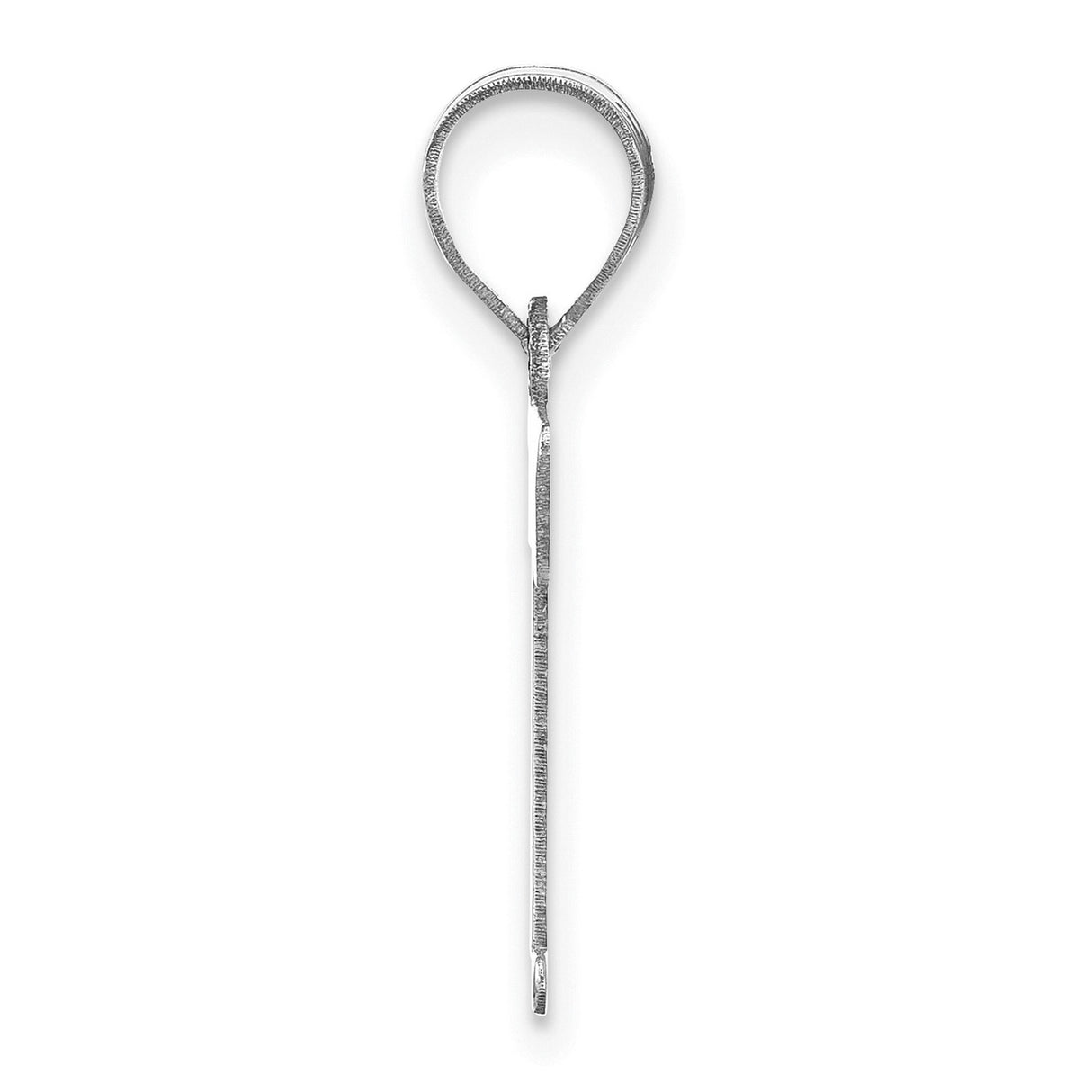 14k White Gold Letter T Pendant Charm, Polished Serif Font Design, Unisex Initial Jewelry